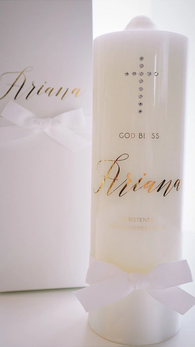Baptism Candle with Diamante Cross - Image 3