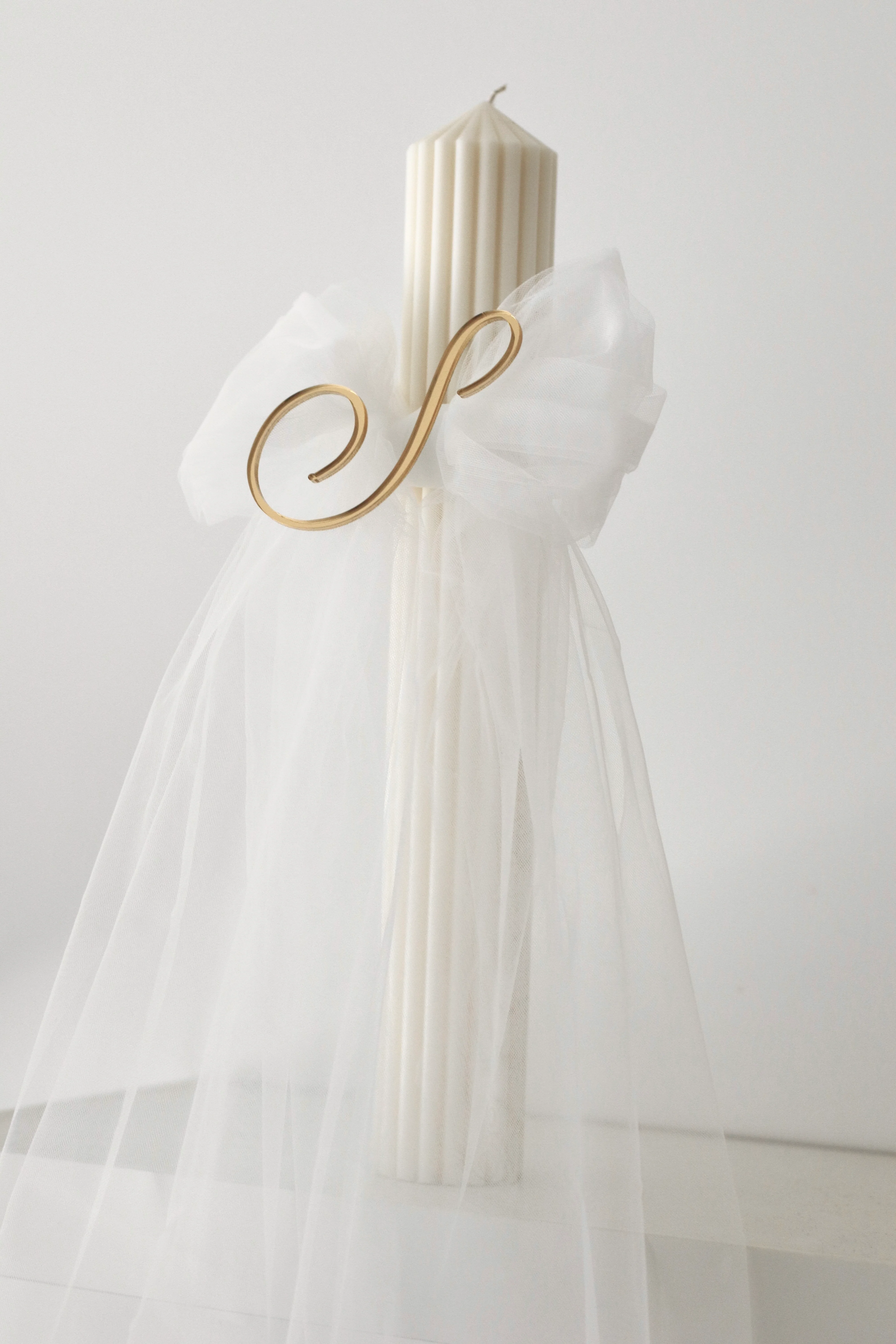 Ribbed Orthodox Tulle Bow Candle | Lambatha